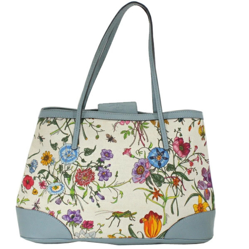 GUCCI Flora Flower tote bag anniversary limited edition canvas leather beige